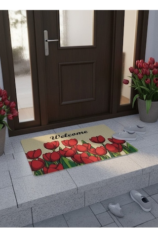 Hijyenik Kıvırcık Paspas 40x60 Cm - Islaklık Emici Kapı Önü Paspası Krem