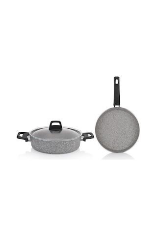 Schafer Eternal Basık Tencere 26Cm+Tava 26Cm-2 Li Set-Gri