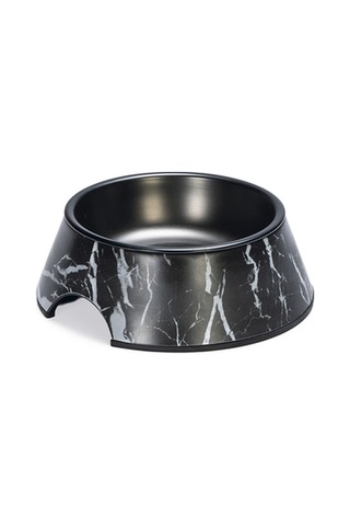 Beeztees Dbl Köpek Mama Su Kabı, Mat Siyah Paslanmaz Çelik, Siyah Mermer Görünümlü, 14cm, 160ml