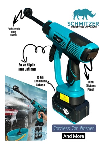 Schmıtzer Sch-2002tu Pro 21v Brushless Motor Yüksek Basınçlı Şarjlı Oto Araba Yıkama Makinesi 3 Kademe Dijital Göstergeli 30