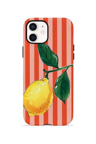 Apple iPhone Uyumlu 11 Vorian Çift Katmanlı Magsafe Kılıf Sicilian Lemon Red Stripe