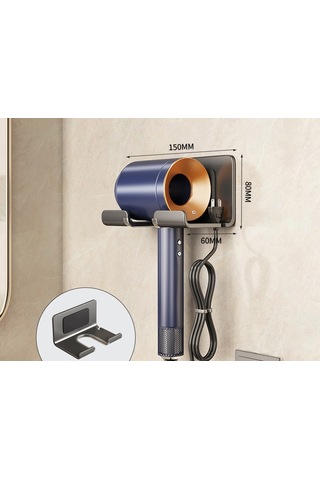 Lichen Saç Kurutma Makinesi Rafı, Punch Yok, Banyo Saç Kurutma Siyah