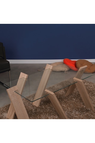 Roman Maxi Cam Orta Sehpa Açık Meşe / Renkli Orta Sehpa