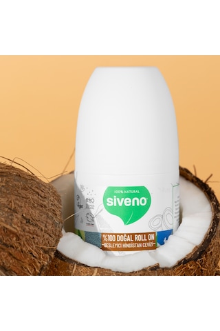 Siveno %100 Doğal Roll On Hindistan Cevizli Deodorant Ter Kokusu Önleyici Bitkisel Leke Bırakmayan Vegan 50 ML