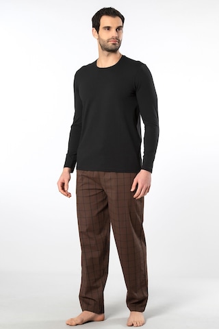 Cacharel Erkek Poplin O Yaka Uzun Kollu Pijama Takım 2239/kahve 1 Lacivert