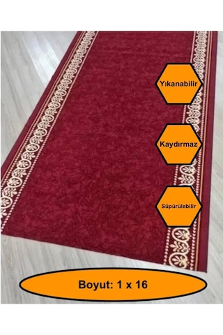 Desenli Kaydırmaz Yolluk Kilim Halı 1x16 Metre Çok Renkli
