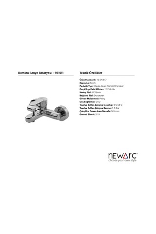 Newarc 971511 Domino Banyo Bataryası 971511 Krom
