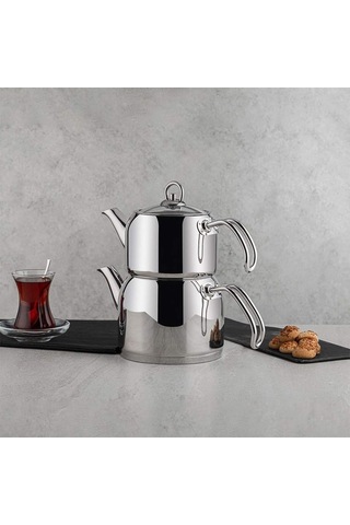 Modern Mini Küçük Boy 0.8-1.6 Lt. Paslanmaz Çelik Çaydanlık Takımı Çelik