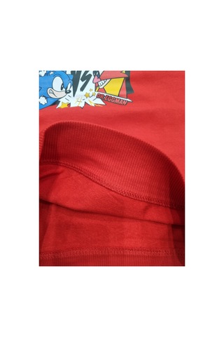 Uğur Bebe Unisex Çocuk Kırmızı Renk Sonic The Hedgehog Baskılı 3 İplik Şardonsuz Sweatshirt Sonic Baskılı %100 Pamuk Bisiklet Yaka Uzun Kollu Kırmızı Kırmızı