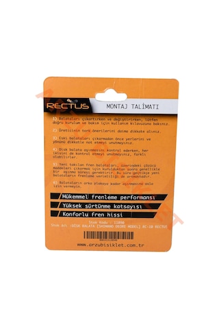 Monero RC-10 Bisiklet Disk Fren Balatası Köşeli - Gri