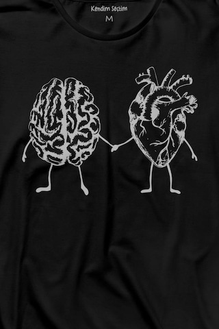 Kalp Ve Beyin Aşk Akıl Mantık El Ele Duygusal Zeka Uzun Kollu Tişört Baskılı T-shirt 001