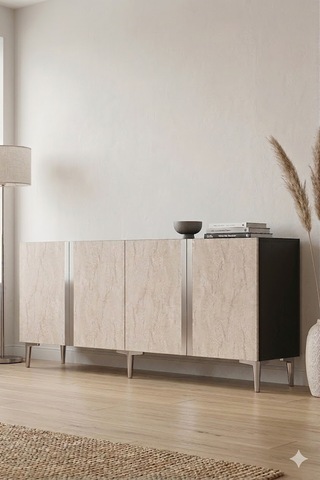 Ka1898ats Anka Konsol Ve Tv Sehpası Antrasit-traverten-silver 180cm