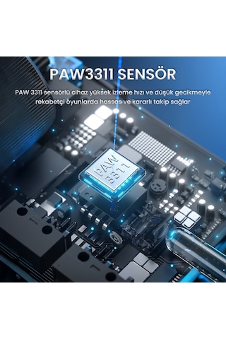 Aula Sc380 Pro Paw3311 Sensör 12000 Dpı 1000hz Kablolu Ve Kablosuz Gaming Oyuncu Mouse Beyaz Sc380 Pro