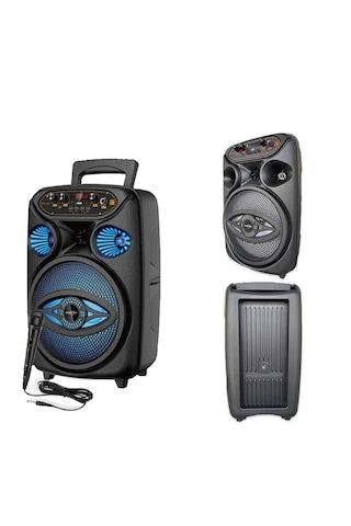 Rgb Mikrofonlu Şarjlı Taşınabilir 8" Kablosuz Bluetooth Hoparlör Speaker