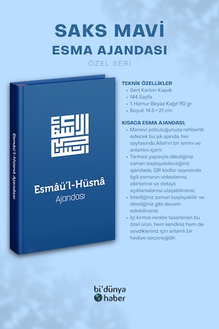 Esmaül Hüsna Ajandası- Saks Mavisi Özel Seri Çok Renkli