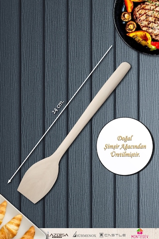 Doğal Şimşir Ağacı Ahşap Tahta Kaşık Spatula Seti Ağaç Kaşık 2li Set Şmş-002 Ahşap