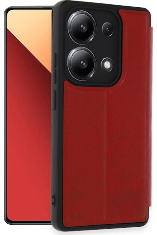 Newface Xiaomi Redmi Note 13 4g Kılıf Flip Cover Semeglbl - 51 - Kırmızı
