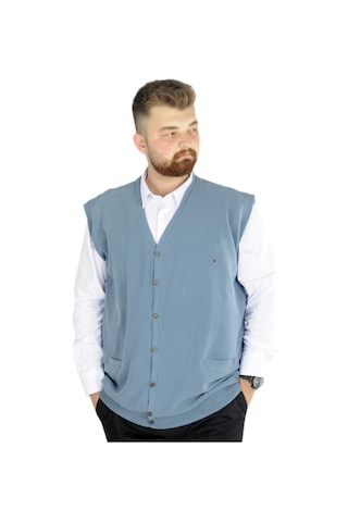 Mode Xl Büyük Beden Erkek Yelek Selanik 20545 Mavi 001