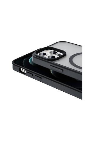 Apple Uyumlu iPhone 12 Pro Max Kılıf Magsafe Destekli Kamera Yükseltili Silikon Mat Parmak İzi Tutmayan Ogaa Siyah