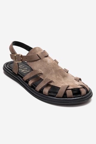 Luvishoes Alone Vizon Süet Hakiki Deri Kadın Sandalet