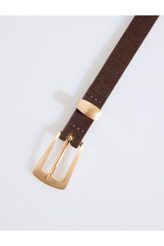 Jimmy Key Jimmy Key Kahverengi Parlak Metal Tokalı İnce Süet Kemer 6sw415682800