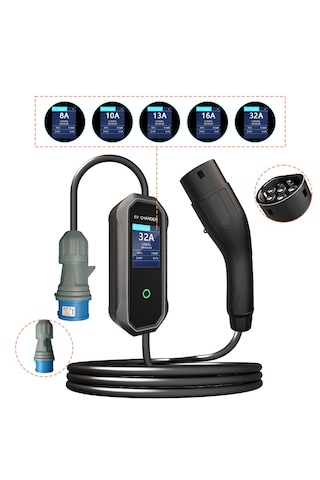 Evcharge 7.4 Kw Elektrikli Araç Şarj Cihazı 10mt Tp2 Kablolu, Ip65