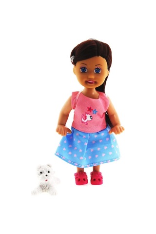 Cute Girl Beyaz Köpekli Ve Kumral Mini Bebek Nhr
