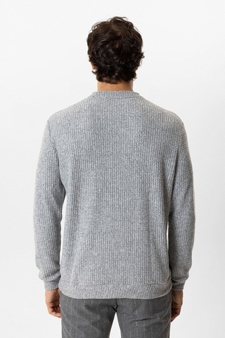 Backandbond Gri Regular Fit Desenli Bisiklet Yaka Sweatshirt
