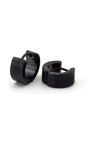 6 MM Kalınlık Siyah Halka Çelik Erkek Küpe E385 Çelik