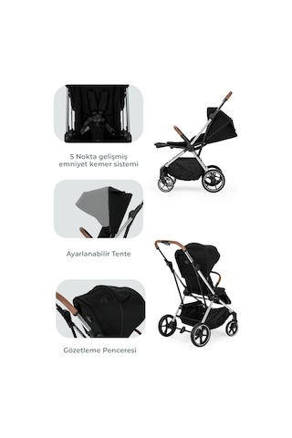 Kanz Snap Autofold Travel Sistem Bebek Arabası Darkness Black