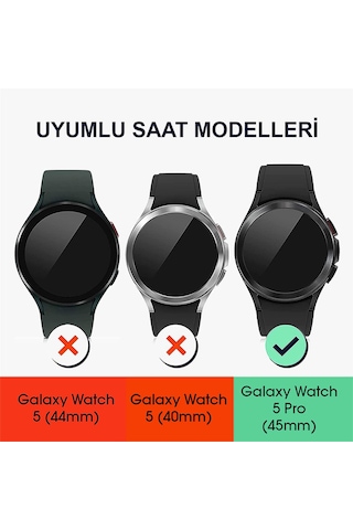 Microsonic Samsung Uyumlu Galaxy Watch 5 Pro 45mm Kılıf Ekranı Tam Kaplayan 360 Full Round Soft Silicone Siyah