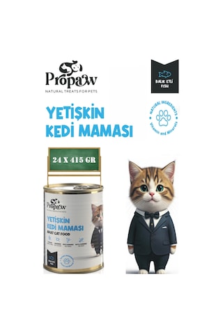 Propaw Balıklı Parça Etli Jöleli Premium Tahılsız Yetişkin Kedi Maması 24 x 415 G