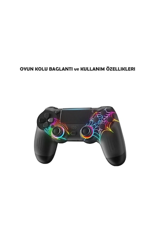 Ps4/pc Uyumlu Rgb Çift Motor Titreşimli Spiderman Bluetooth Oyun Kolu