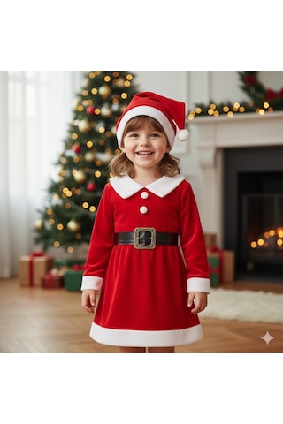 Kız Çocuk Yılbaşı Noel Temalı Noel Baba Elbisesi Diğer
