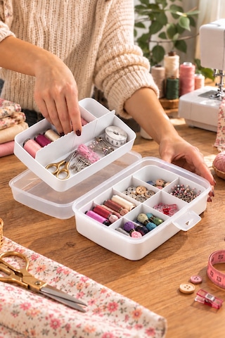 Porsima 1192 Premium 12 Bölmeli Çok Amaçlı Organizer Saklama Kabı Beyaz