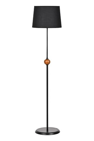 Safir Light Ahşap Detaylı Metal Lambader - Siyah - 155x37x37 Cm Siyah