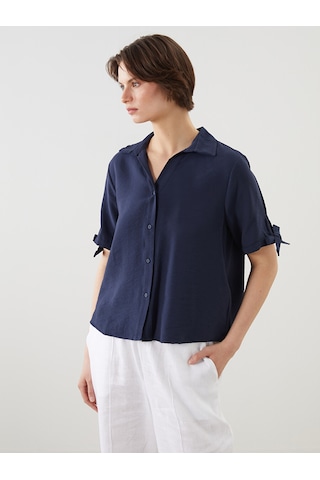 Lcwaıkıkı Classic Lacivert Loose Fit Kadın Gömlek