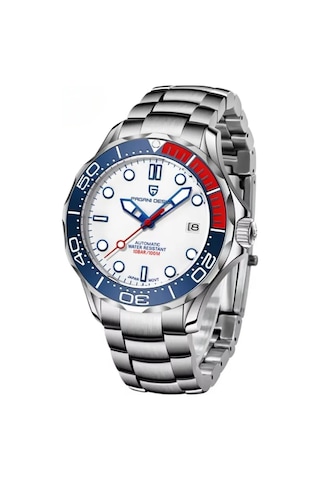 Pagani Design Pd-1667 007 42mm Japan Seiko Nh35 Otomatik Erkek Kol Saati Gümüş-beyaz-kırmızı
