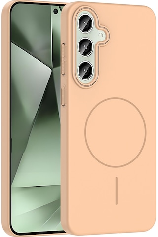 Galaxy S24 Fe Kılıf M-safe Şarj Özellikli Zore Ruby Sert Kapak Desert Titanyum