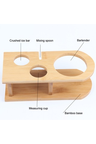 Sones 350ml 4'ü 1 Arada Paslanmaz Çelik Mikser Seti Bambu Standlı Çalkalayıcı Aletleri