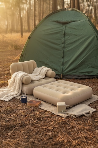 Kendi Kendine Şişen Otomatik Tek Kişilik Şişme Koltuk Bej