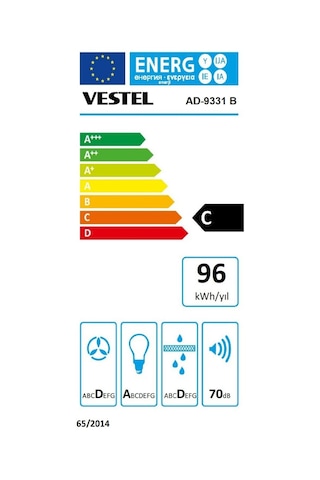 Vestel AD-9331 B Duvar Tipi 90 CM Davlumbaz