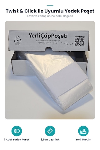 Twist İle Tam Uyumlu Yerli Malı Çöp Poşeti - Tekli