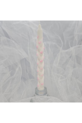 Şamdan Mum-2 Li Set Pembe Kalpli
