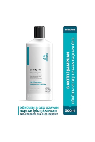Quality Life Ql 6 Aktifli Dökülen & Geç Uzayan Saçlar İçin Şampuan 300 ML