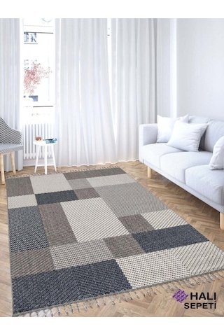 Enti Bukle 1403 Gri-mavi Iskandinav Halı Kesme Yolluk Salon Halı Koridor Oturma Odası Halısı Gri