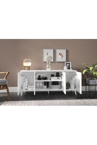 Kznhome 4 Kapaklı Çok Amaçlı Konsol - Beyaz Tamamı 1. Kalite Mdf