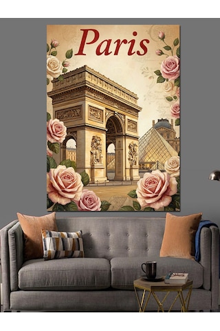 Paris Zafer Takı Vintage Dekoratif Kanvas - Mdf Ahşap Tablo