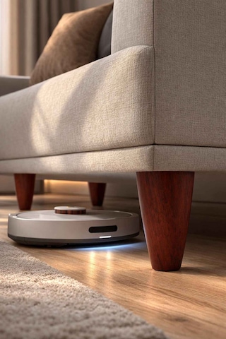 İmt Aksesuar Armut Mobilya Ayağı 8 Adet 12 Cm Ceviz Robot Süpürgeye Uyumlu Koltuk Kanepe Baza Ayağı Seti Ceviz
