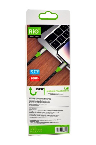 Rio Tech Pd 27w Hızlı Şarj Ve Veri Aktarım Usb Type-c To Lightning Kablo 1m